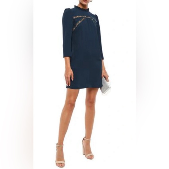 SANDRO Hugo faux-pearl embellished cutout crepe dress, Size 38/ US M - Picture 1 of 15
